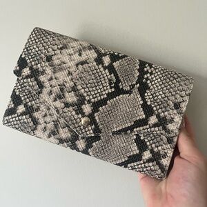 Snakeskin Envelope Clutch - Black & Cream